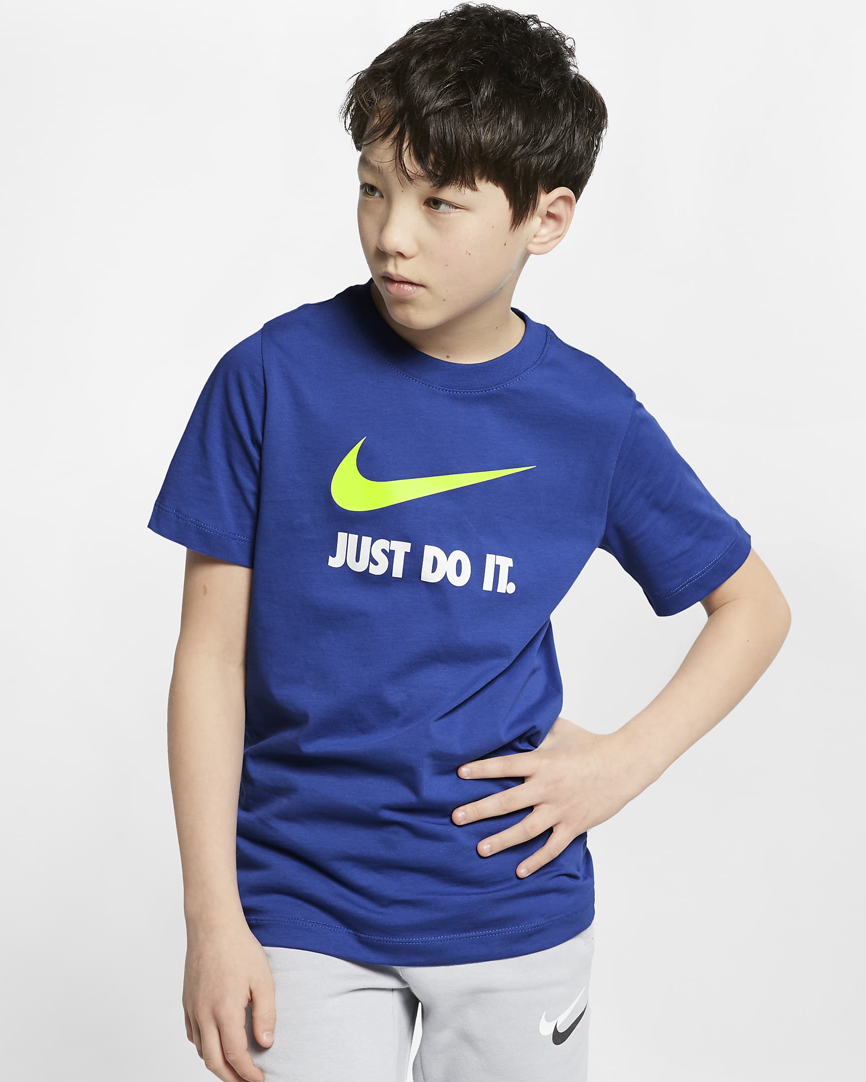 Nike Sportswear JDI 大童(男孩)T恤 - 游戏宝蓝/荧光黄