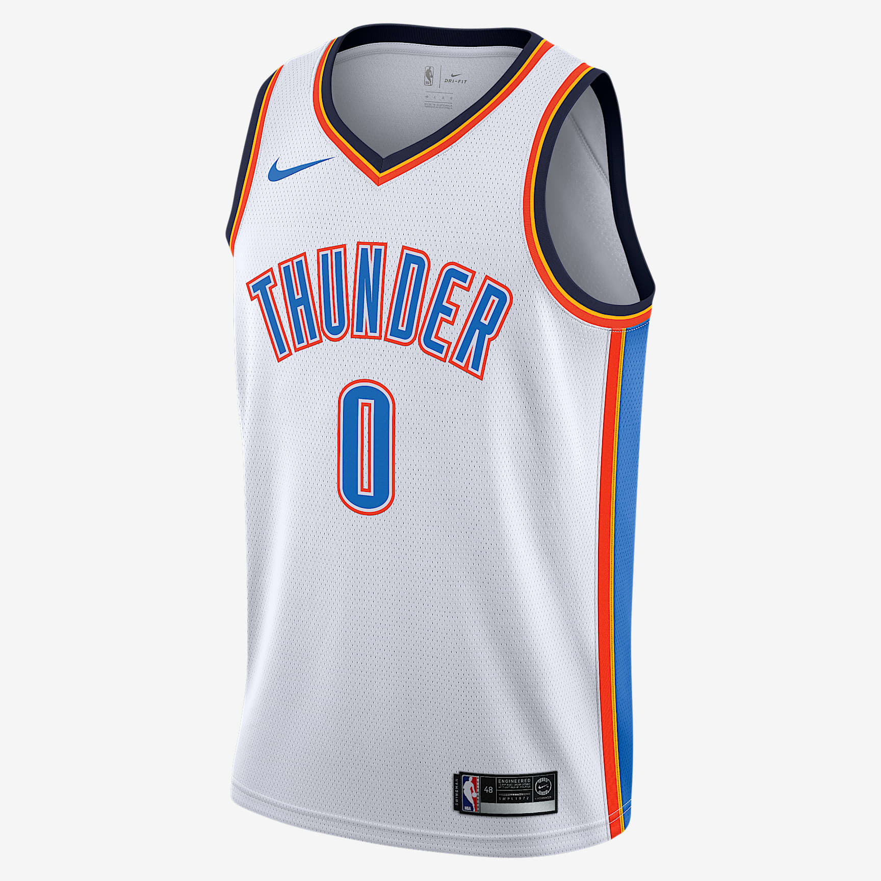 俄克拉荷马城雷霆队 (Russell Westbrook) Association Edition Swingman Jersey Nike NBA Connected Jersey 男子球衣 - 白色/信号蓝