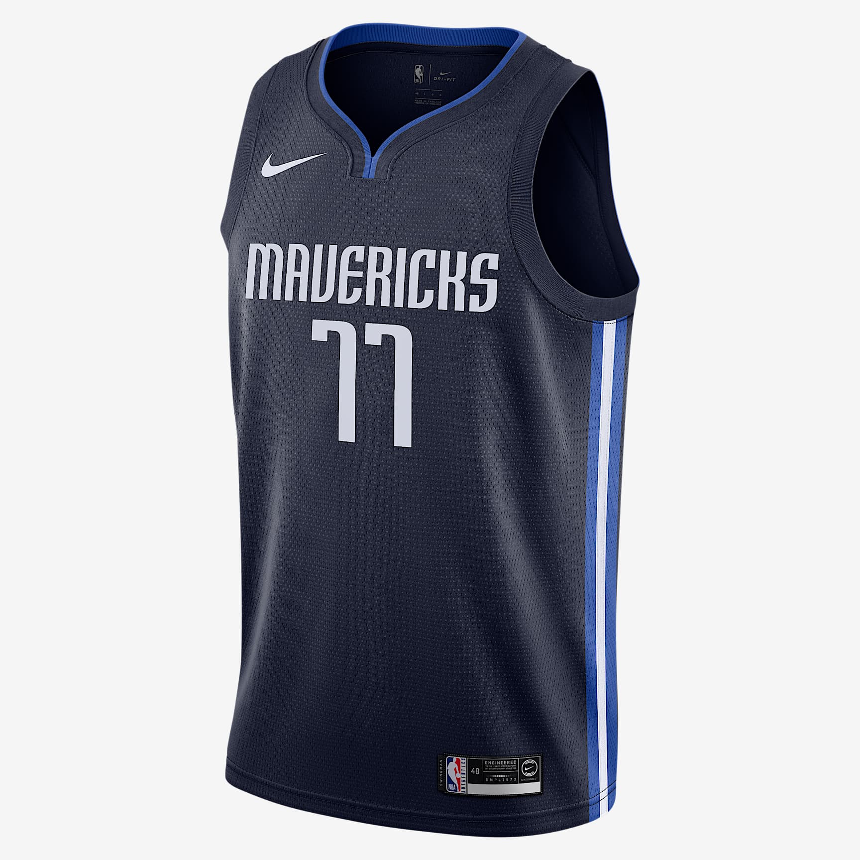 达拉斯独行侠队 (Luka Doncic) Statement Edition Swingman Nike NBA Jersey 男子球衣 - 大学深蓝/游戏宝蓝/白色