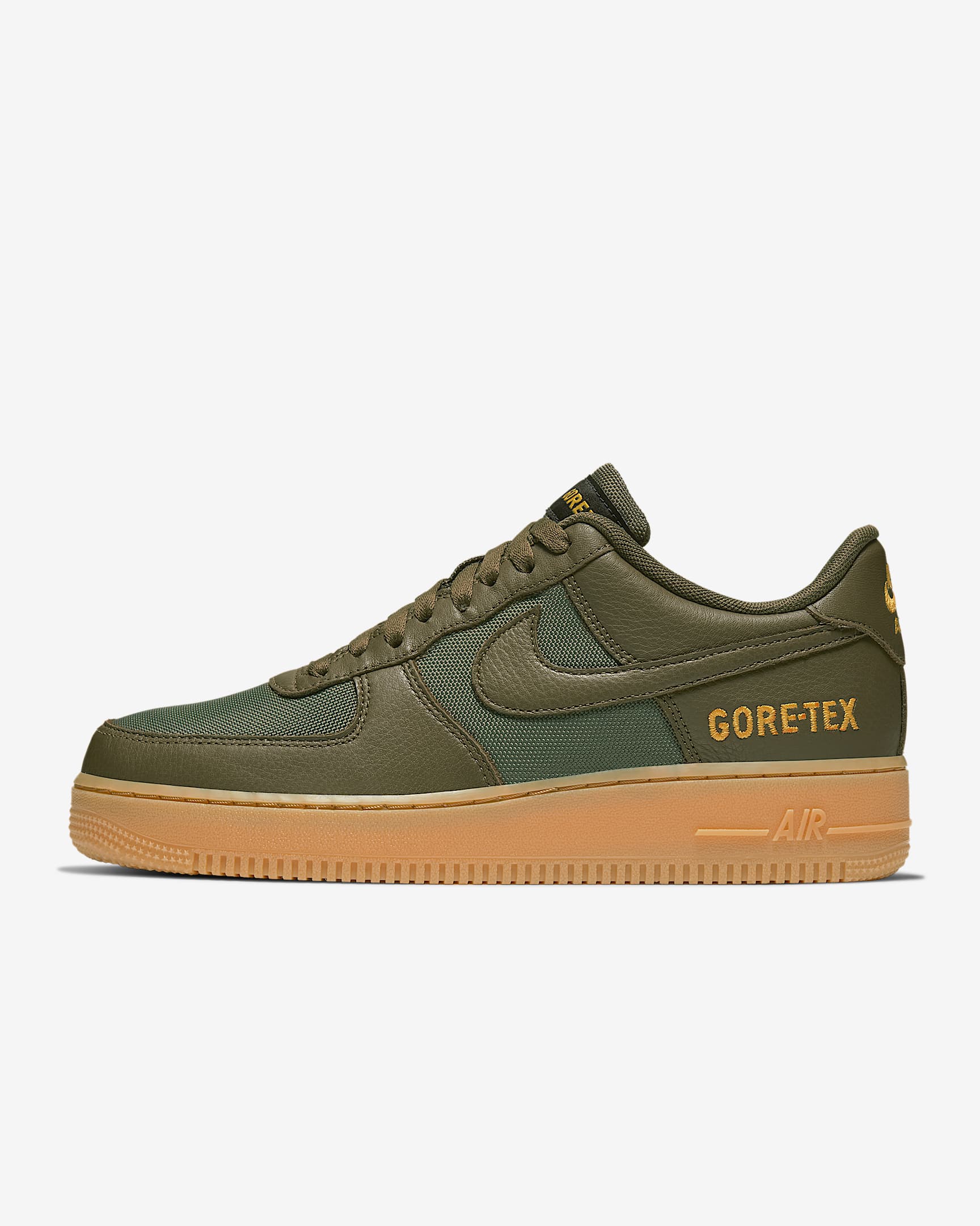Nike Air Force 1 GTX 男子运动鞋 - 中橄榄绿/金/黑/红杉绿