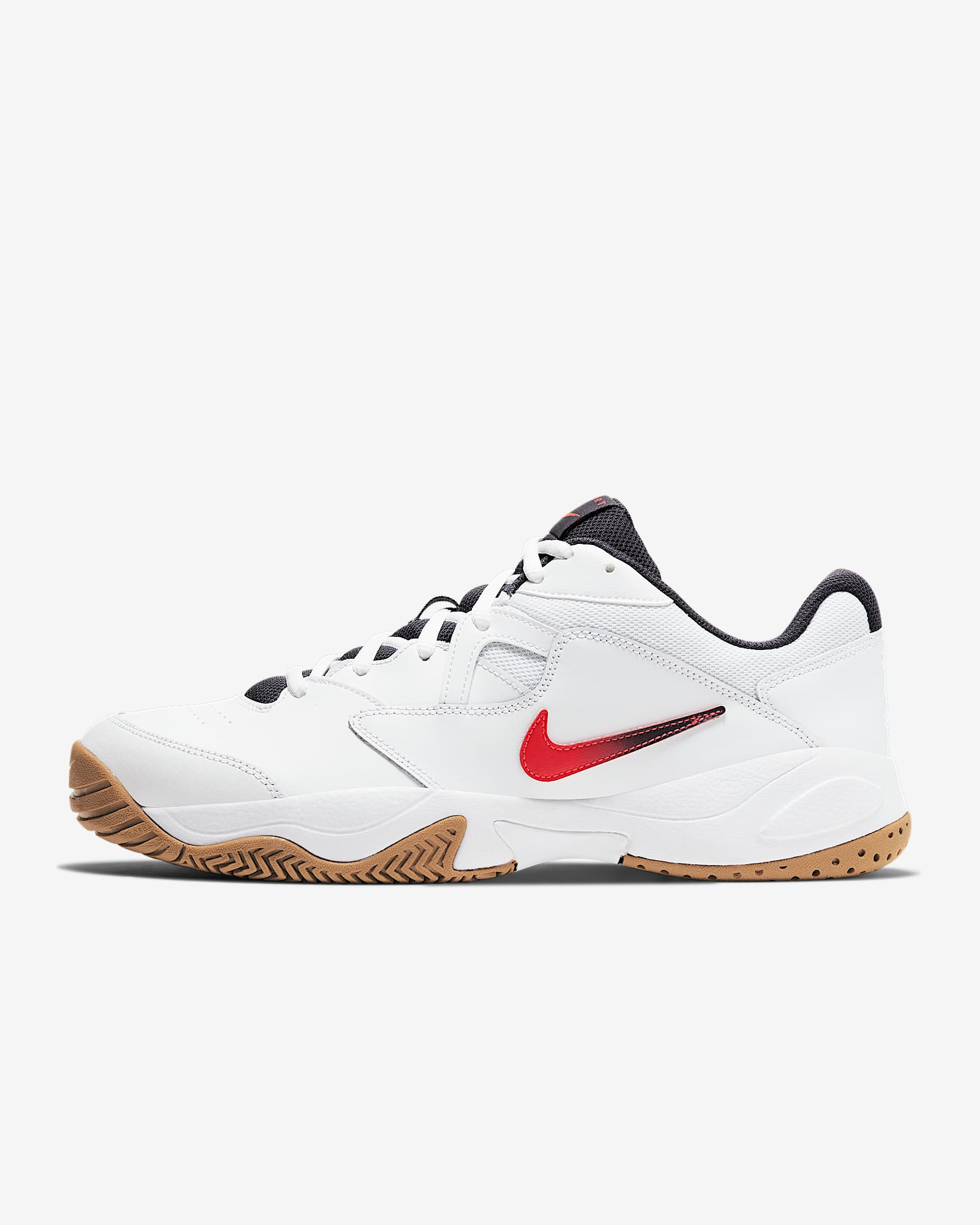 NikeCourt Lite 2 男子硬地球场网球鞋 - 白色/铁架黑/麦黄/激光红