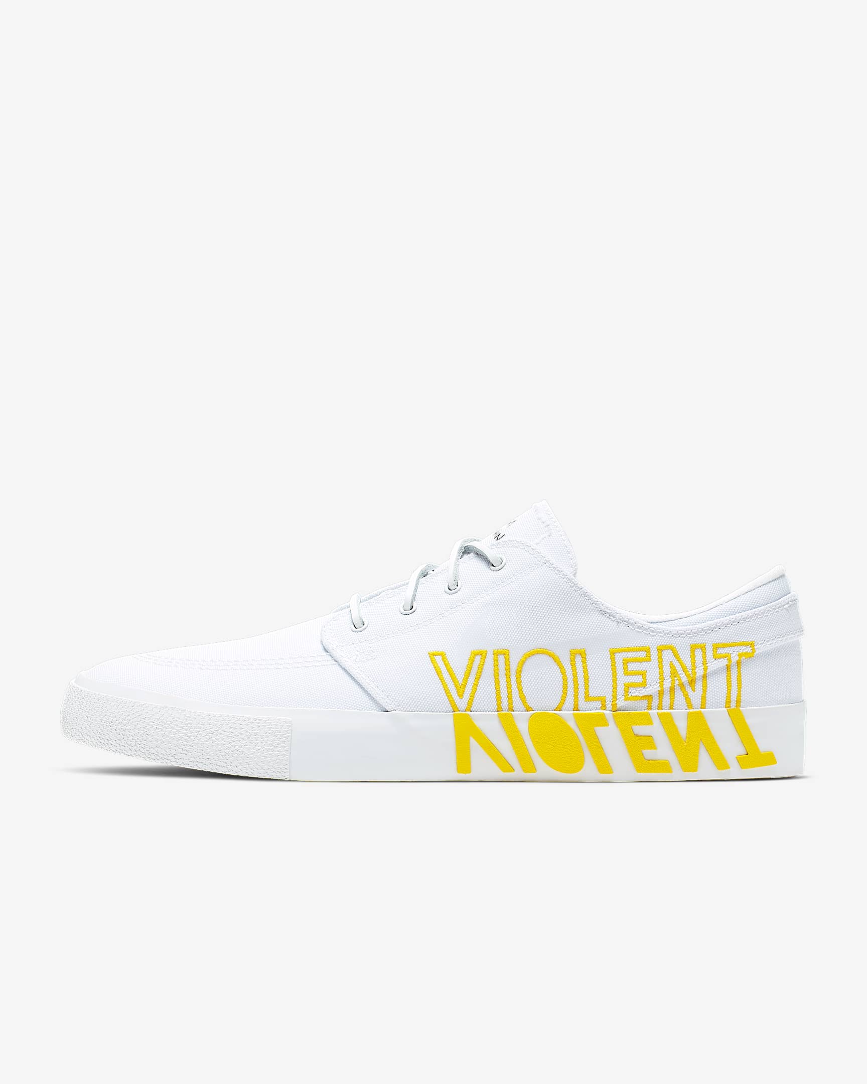 Nike SB Zoom Janoski RM QS 男/女滑板鞋 - 白色/白色/旅行黄/清透色