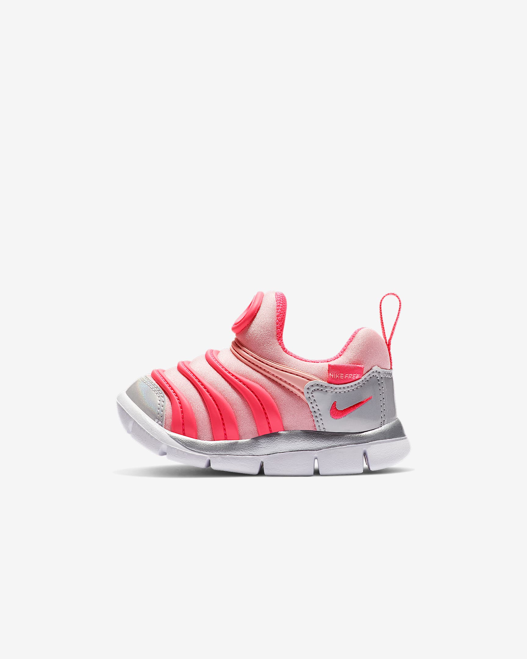 Nike Dynamo Free 耐克毛毛虫婴童易穿脱运动鞋 - 中柔粉/白金色/金属银/透明粉