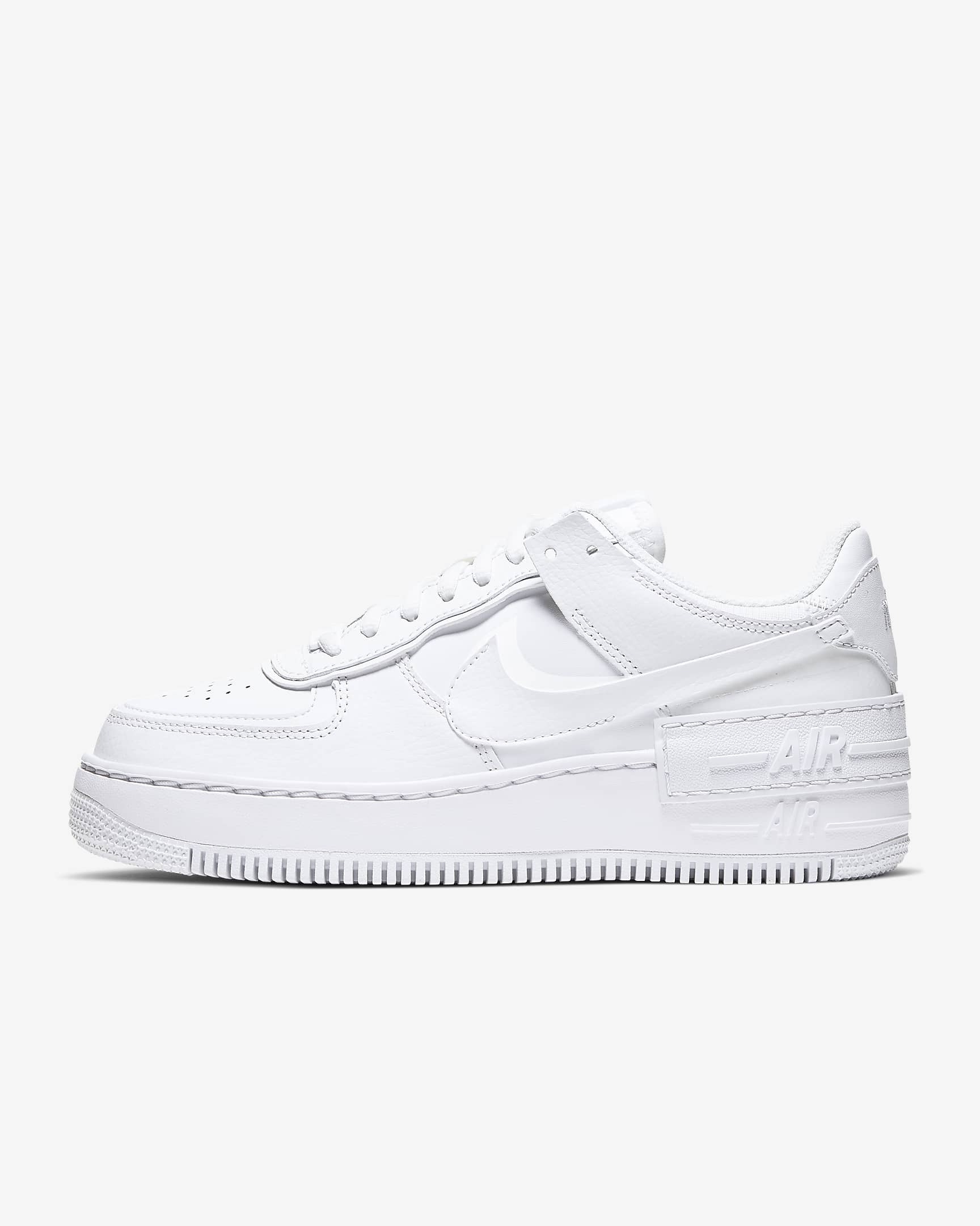 Nike Air Force 1 Shadow 女子空军一号厚底运动鞋轻盈板鞋 - 白色/白色/白色