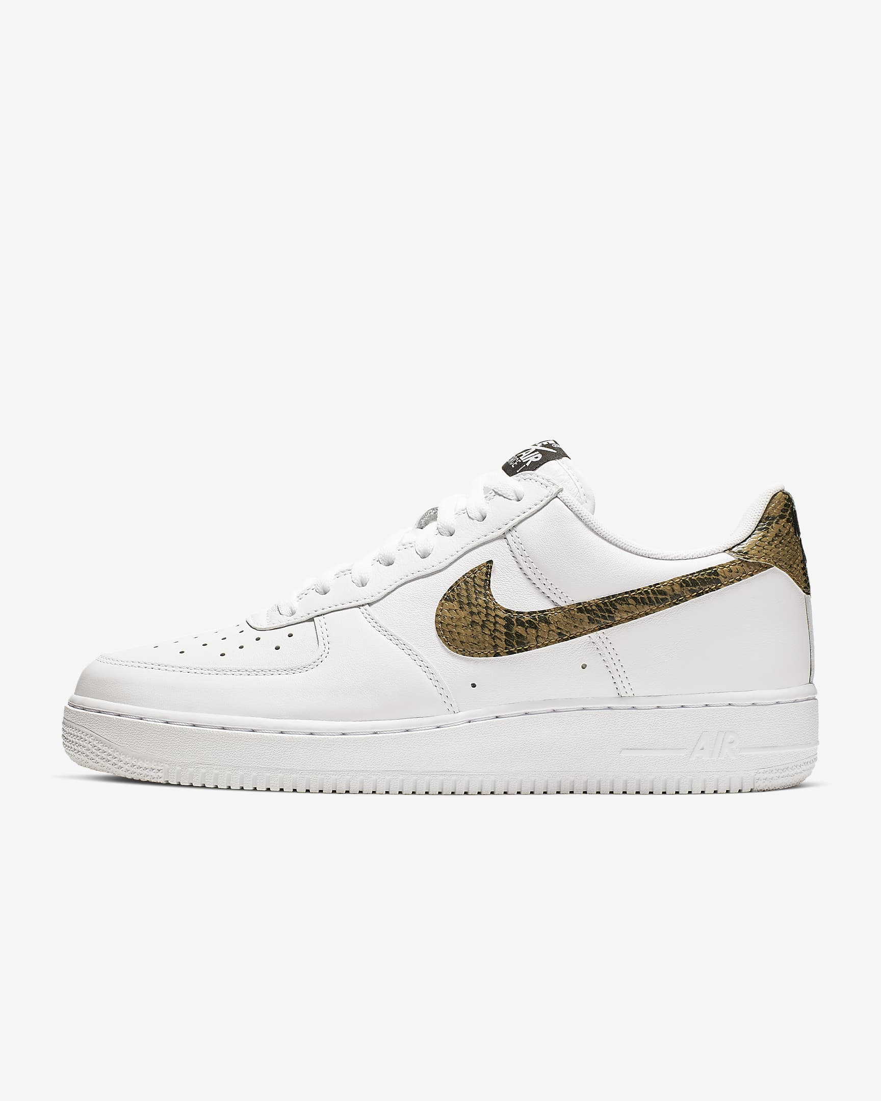 Nike Air Force 1 Low Retro Premium 男子空军一号运动鞋 - 白色/暗褐/黑/元素金
