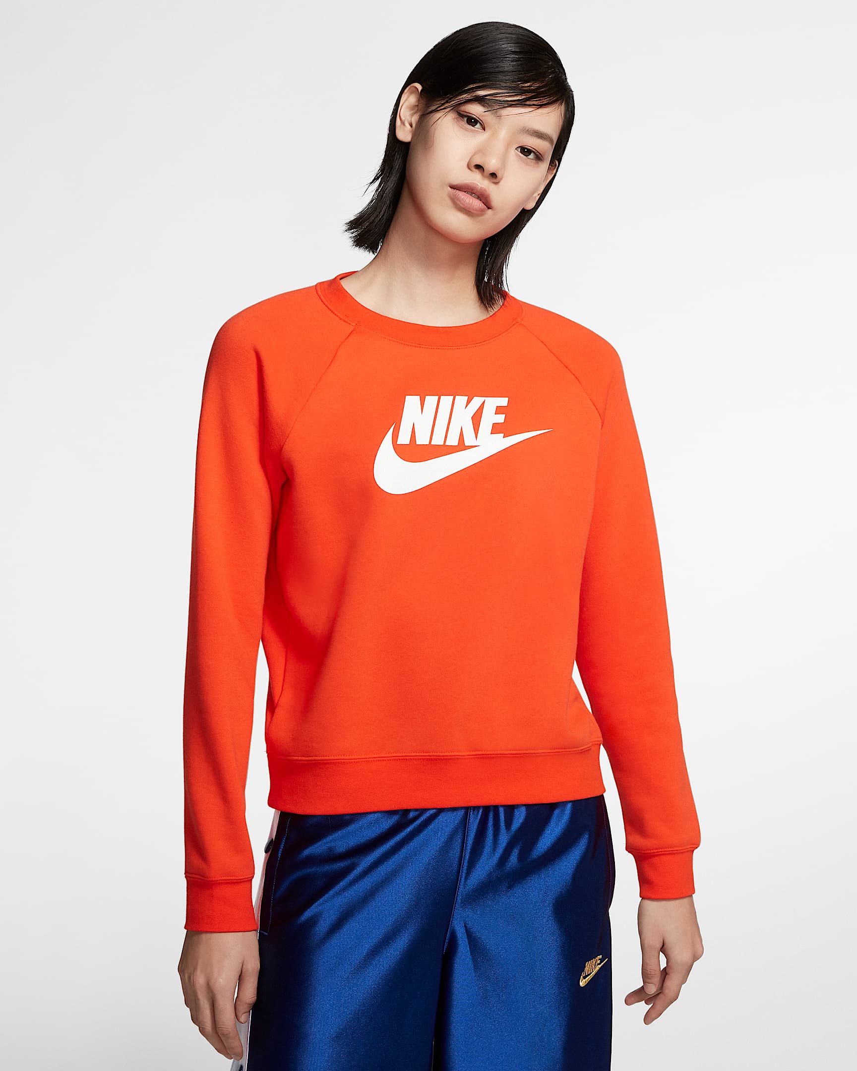 Nike Sportswear Essential 女子针织圆领上衣 - 队橙/白色