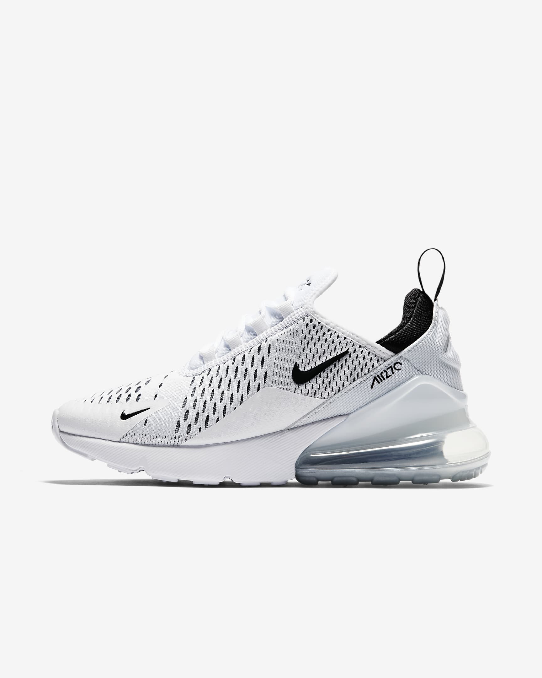 Nike Air Max 270 女子运动鞋大型气垫缓震 - 白色/白色/黑