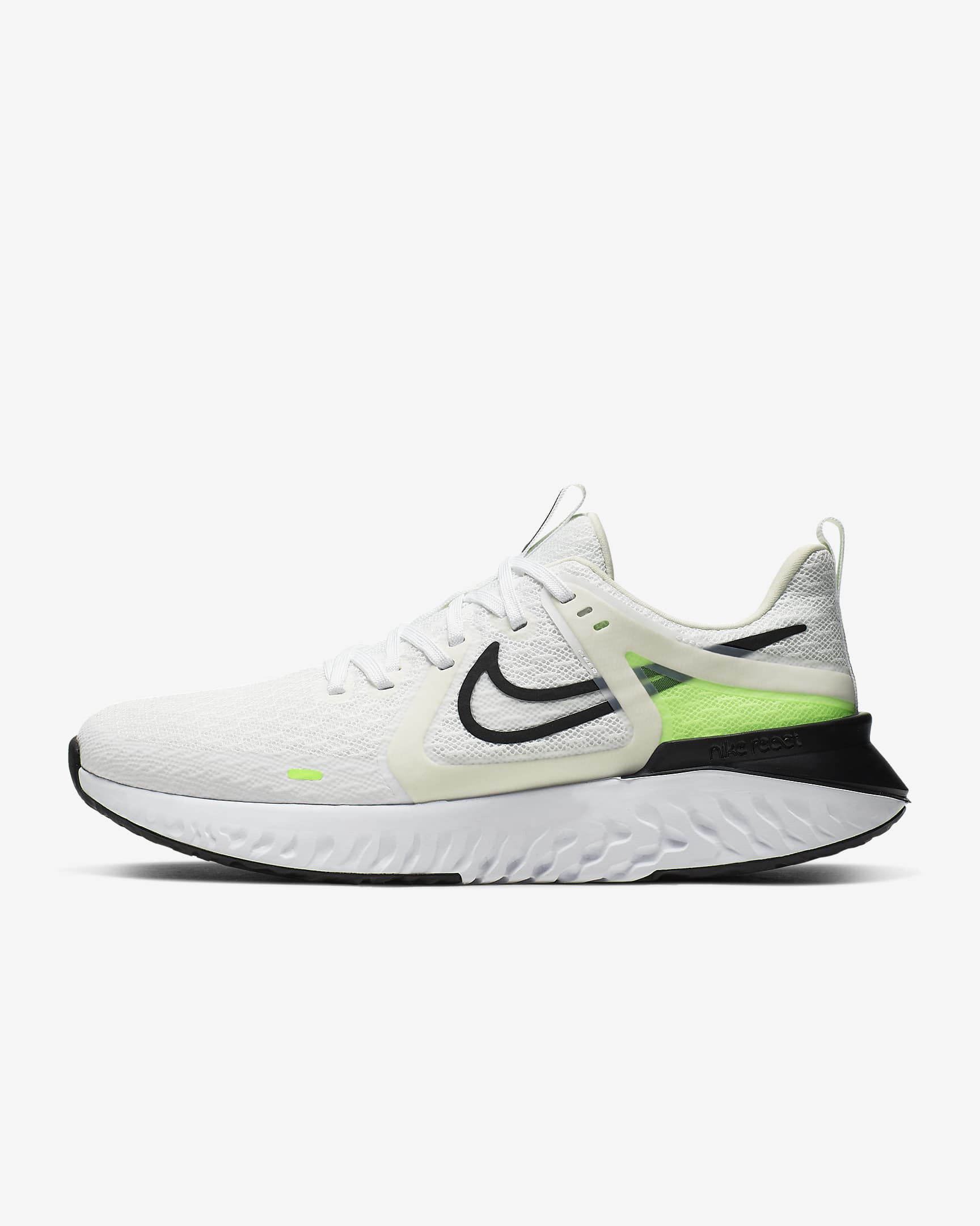 Nike Legend React 2 男子跑步鞋 - 白色/荧光黄/幻影灰白/黑