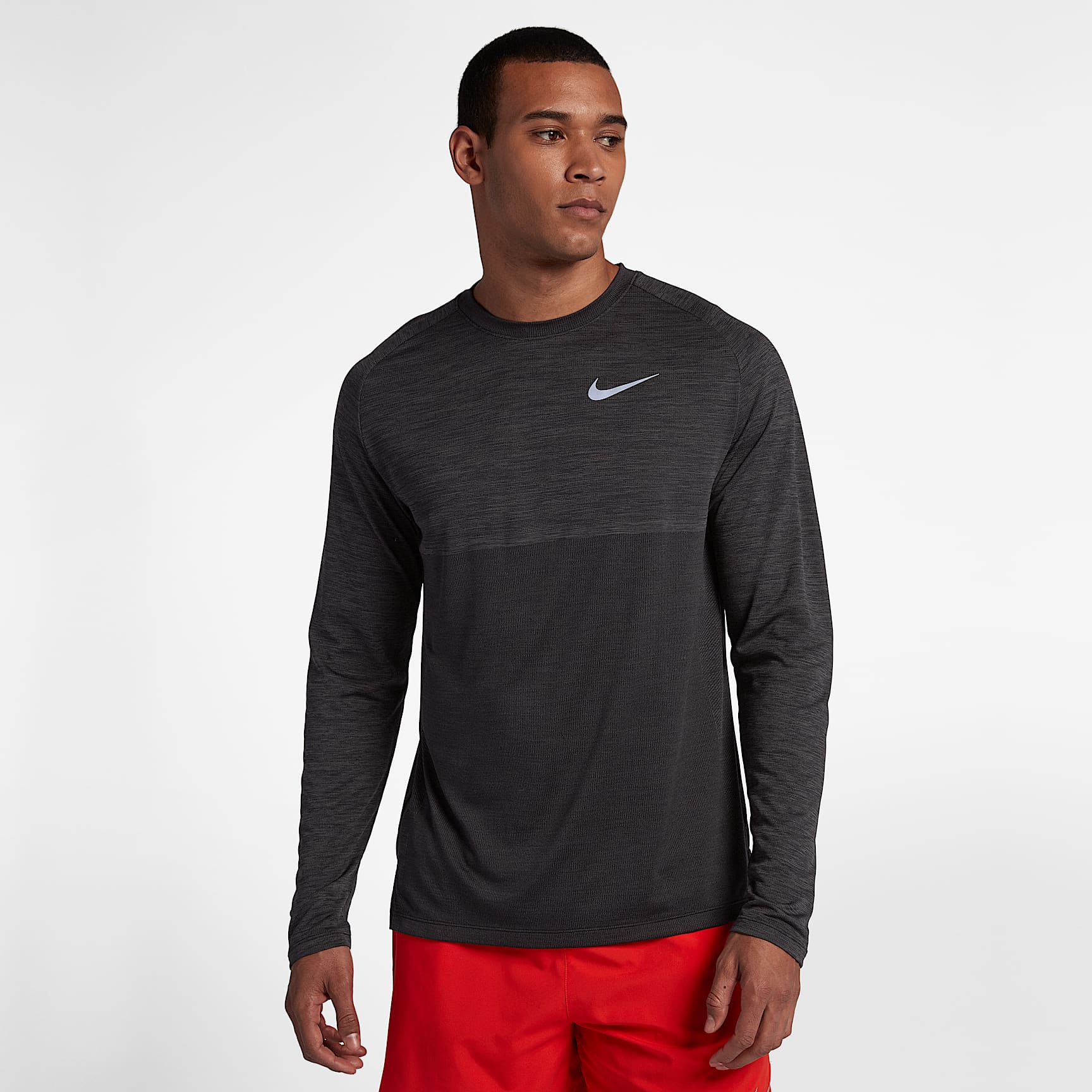 Nike Dri-FIT Medalist 男子长袖跑步上衣 - 煤黑/黑