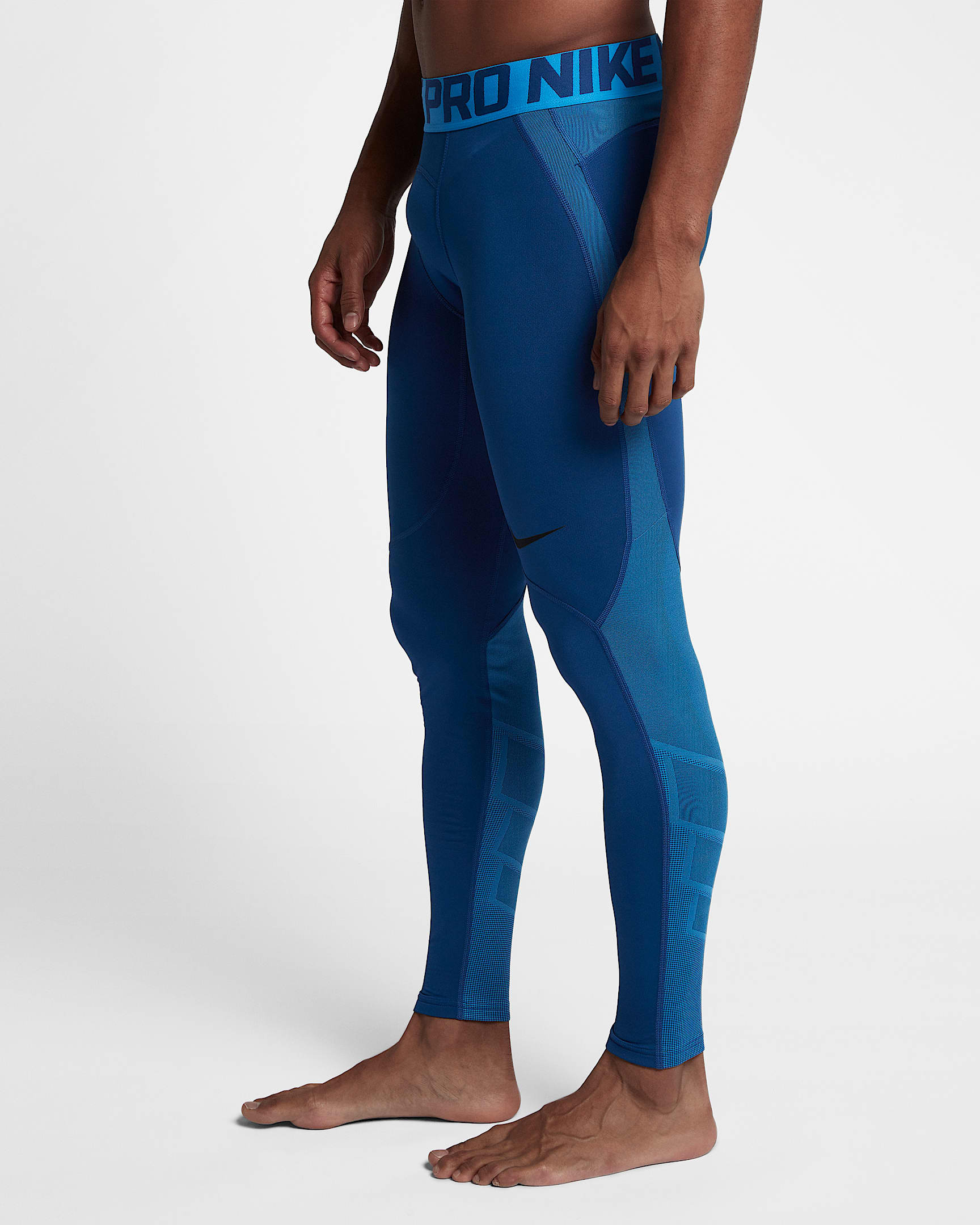 Nike Pro HyperWarm 男子保暖训练紧身裤 - 健身蓝/浅清透蓝/黑
