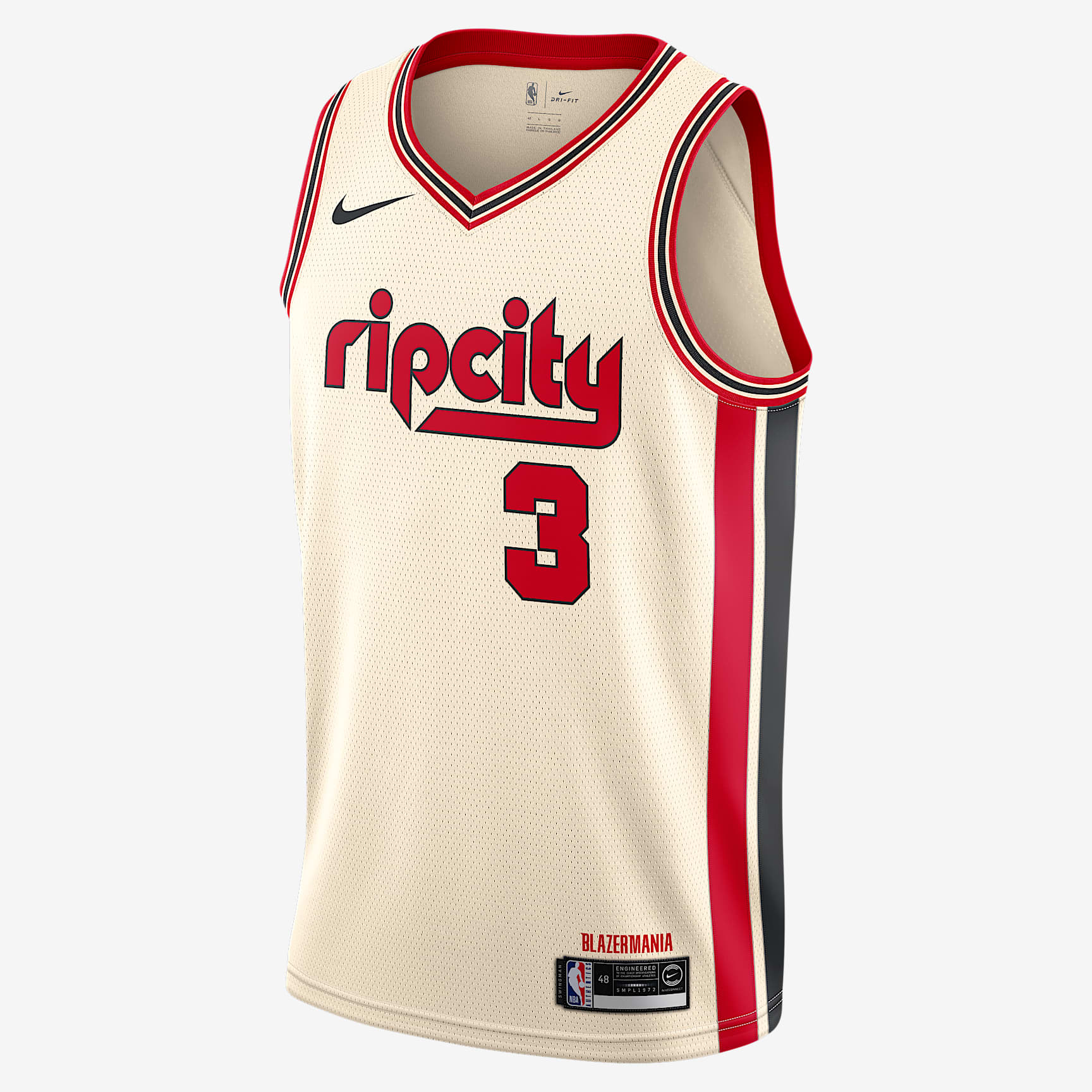波特兰开拓者队 (C.J. McCollum) City Edition Nike NBA Swingman Jersey 男子球衣 - 自然白/大学红/黑
