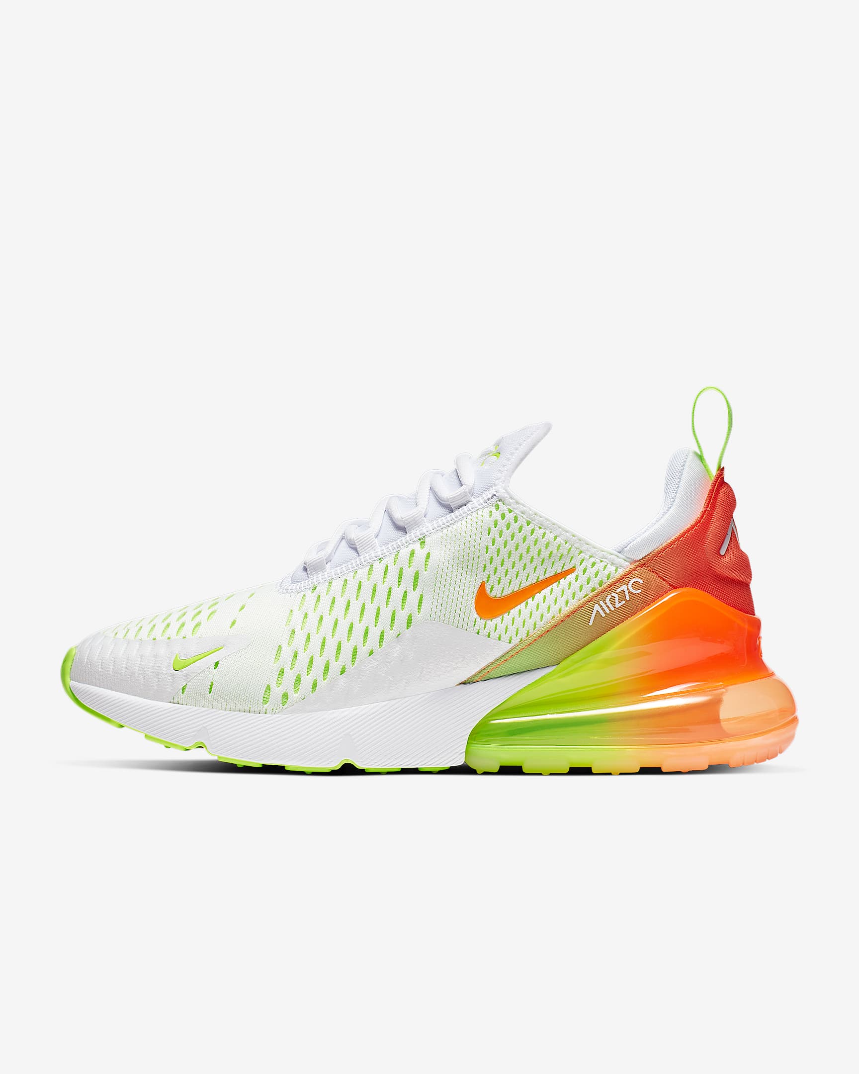 Nike Air Max 270 男子运动鞋 - 白色/白色/荧光黄/荷兰橙