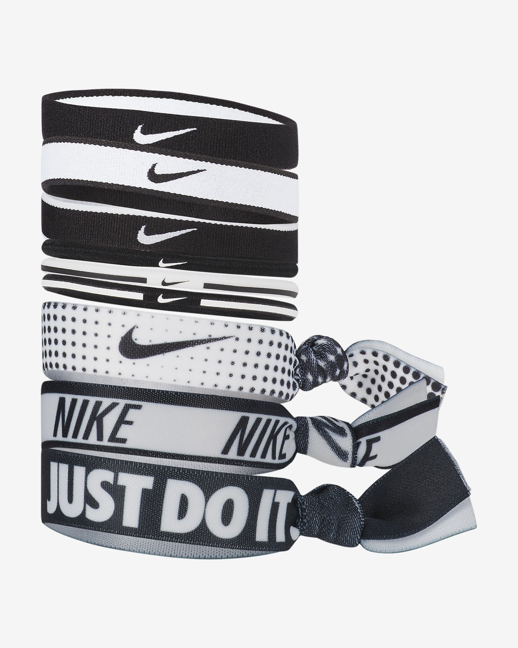 Nike Mixed Width Ponytail 发带（9 条） - 多色/黑/黑/白色