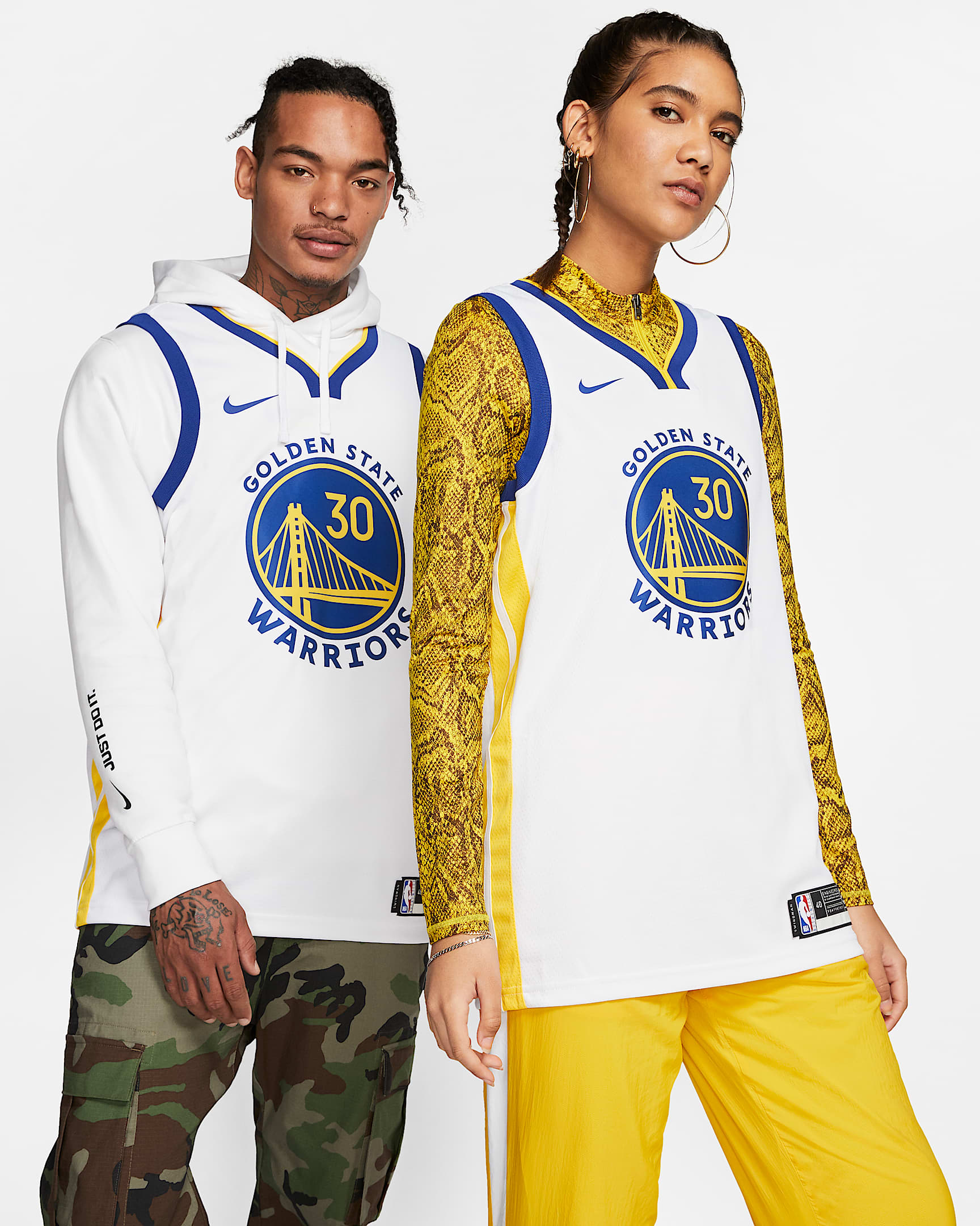 金州勇士队 (Stephen Curry) Association Edition Nike NBA Jersey 男子球衣 - 白色/阿马里洛黄/灯草蓝