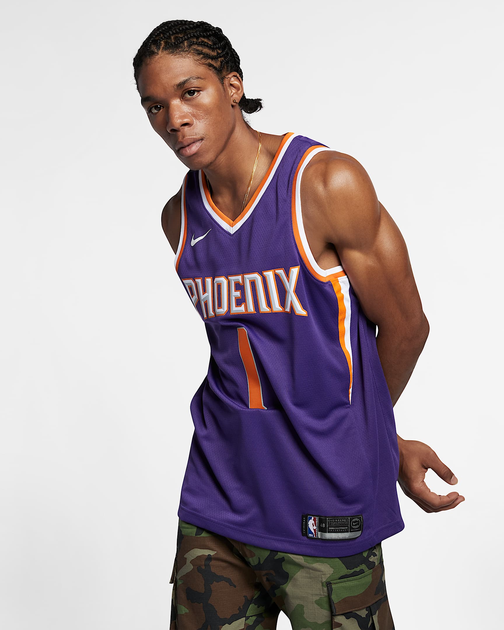 菲尼克斯太阳队 (Devin Booker) Icon Edition Nike NBA Jersey 男子球衣 - 新兰花紫/白色