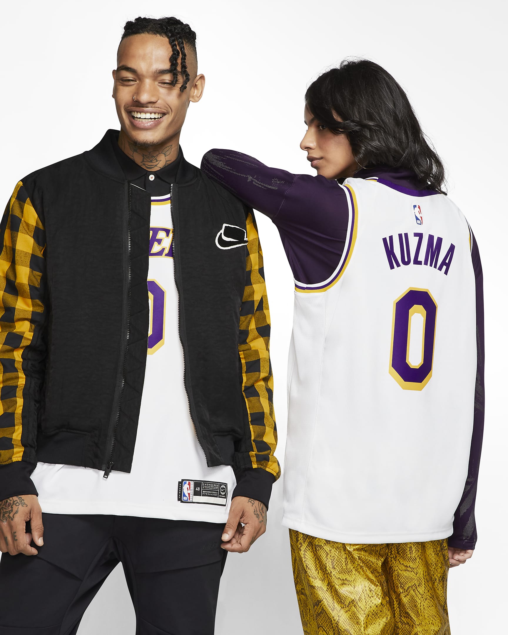 洛杉矶湖人队 (Kyle Kuzma) Association Edition Swingman Nike NBA Jersey 男子球衣 - 白色/阿马里洛黄/全域紫