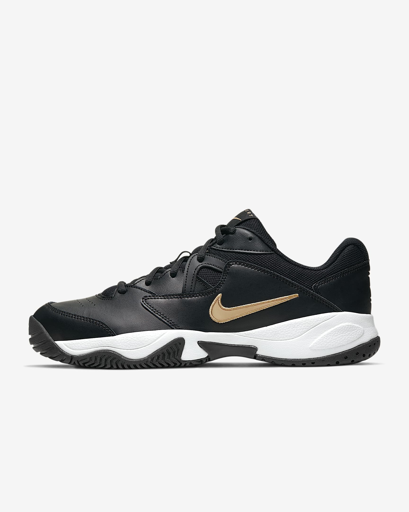 NikeCourt Lite 2 男子硬地球场网球鞋 - 黑/白色/金属色