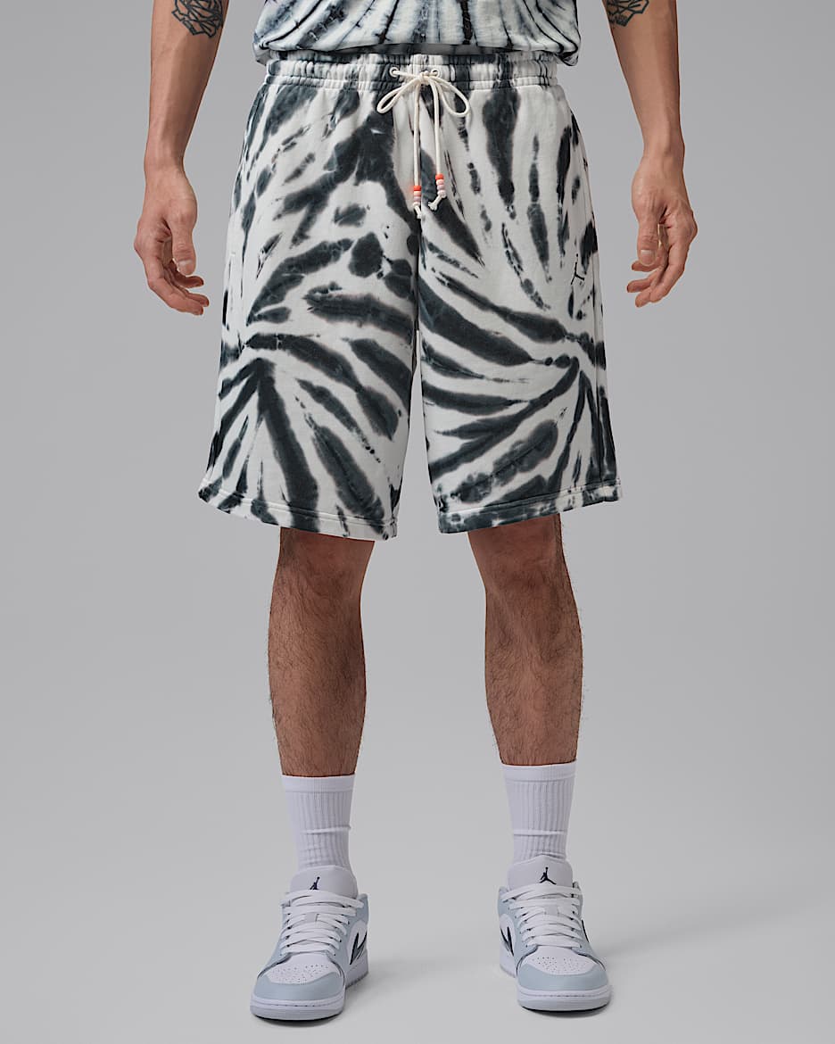 Jordan Brooklyn Fleece 男子扎染短裤 - 帆白/灰黑/黑