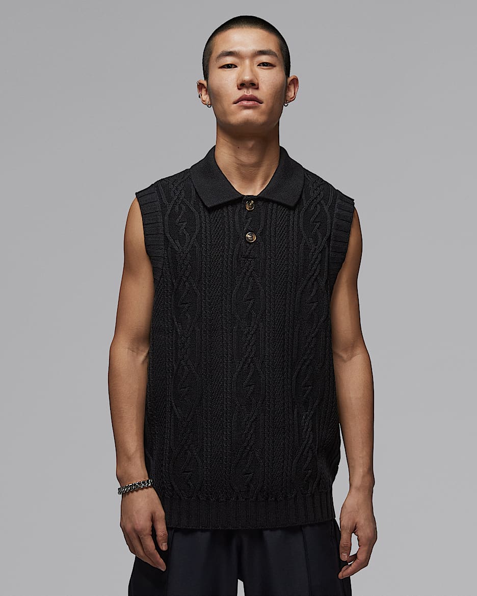 Jordan Sport 男子高尔夫无袖毛衣 - 黑
