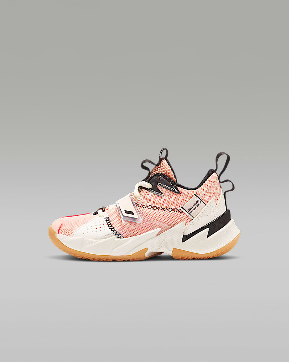 Jordan Why Not Zer0.3 (PS) 幼童运动童鞋   - 水洗珊瑚红/黑/淡象牙白