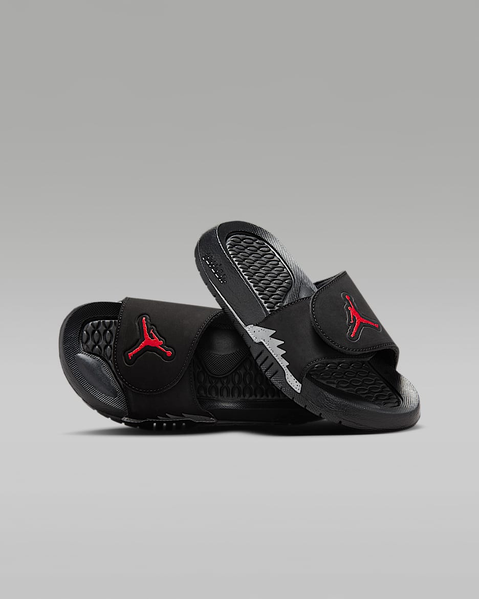 Jordan Hydro 5 Retro 大童拖鞋 - 黑/银/火焰红