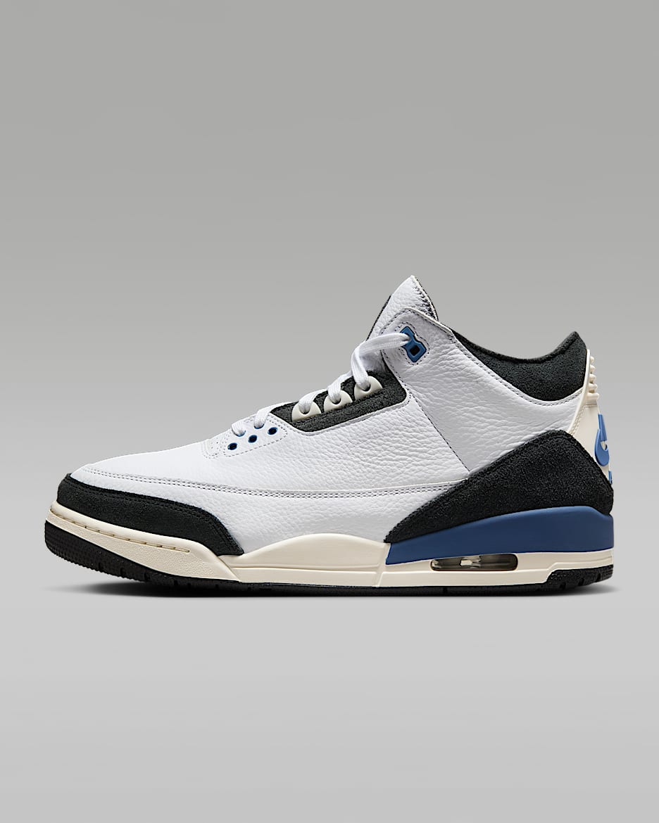 Air Jordan 3 Retro x A Ma Maniére 复刻男子运动鞋 - 白色/煤黑/棉布白/芬蓝