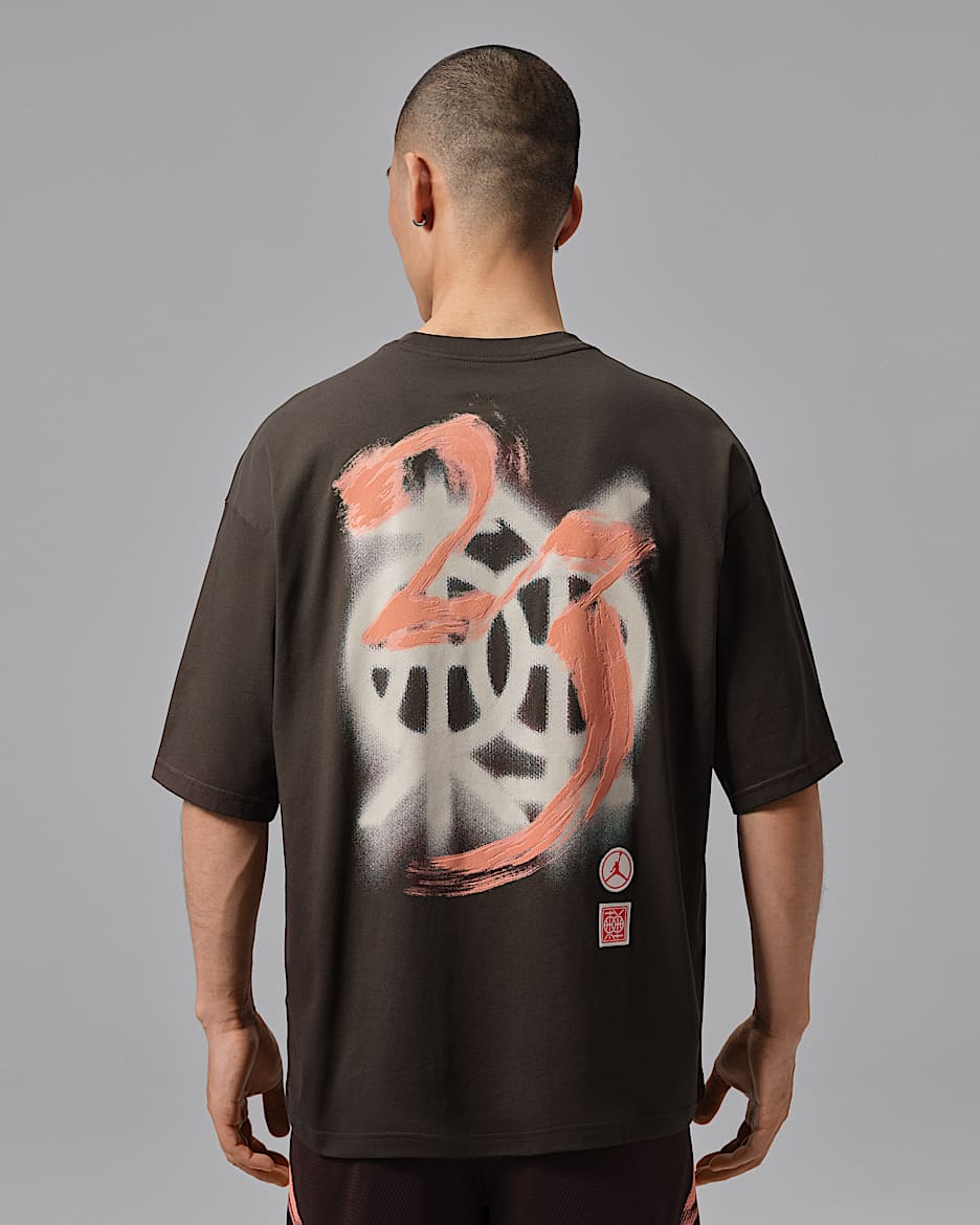 Jordan Sport Dongdan Dri-FIT 下站东单男子速干图案短袖T恤 - 丝绒棕/帆白/大学红