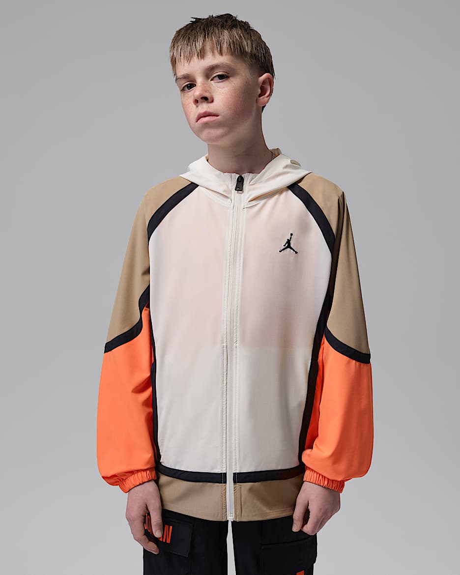 Jordan 大童凉感撞色梭织夹克防晒衣皮肤衣 - 淡象牙白