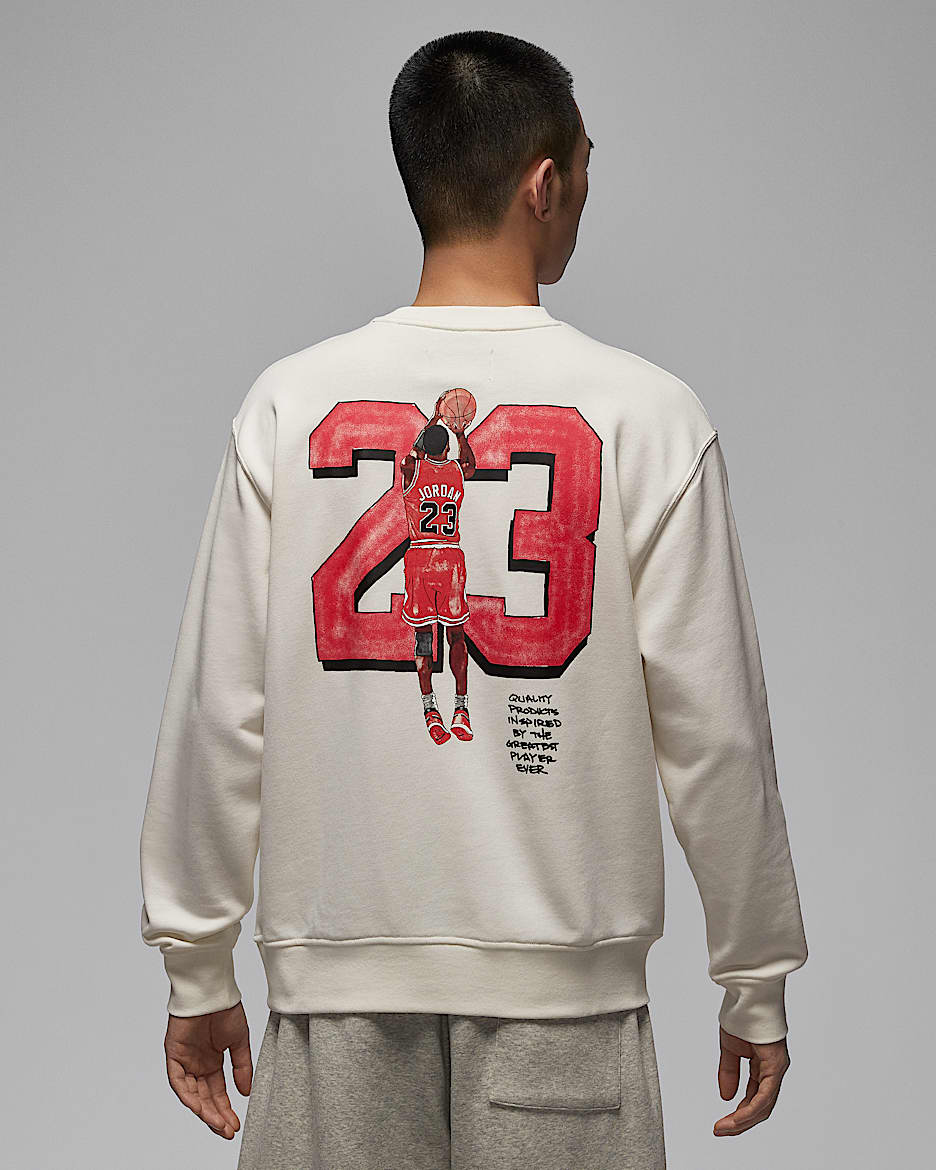 Jordan Fleece 男子图案圆领运动衫 - 帆白