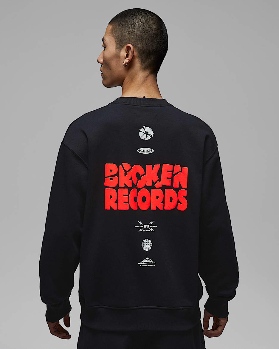 Jordan Brooklyn Fleece 男子圆领运动衫 - 黑/红外线红 23