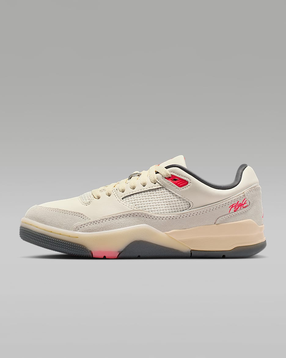 Jordan Flight Court 女子运动鞋福来鞋 - 淡象牙白/棉布白/煤黑/红外线红 23