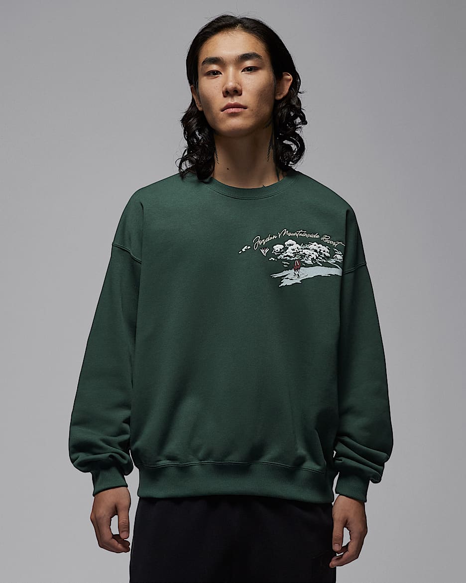 Jordan Brooklyn Fleece 男子针织圆领运动衫 - 深绿/帆白