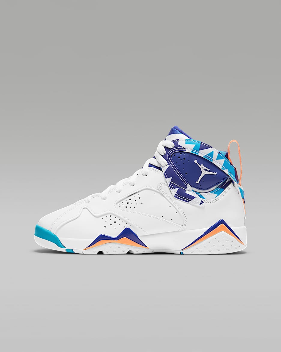 Air Jordan 7 Retro (GS) 复刻大童运动童鞋 - 白色/氯蓝/和谐蓝/白色