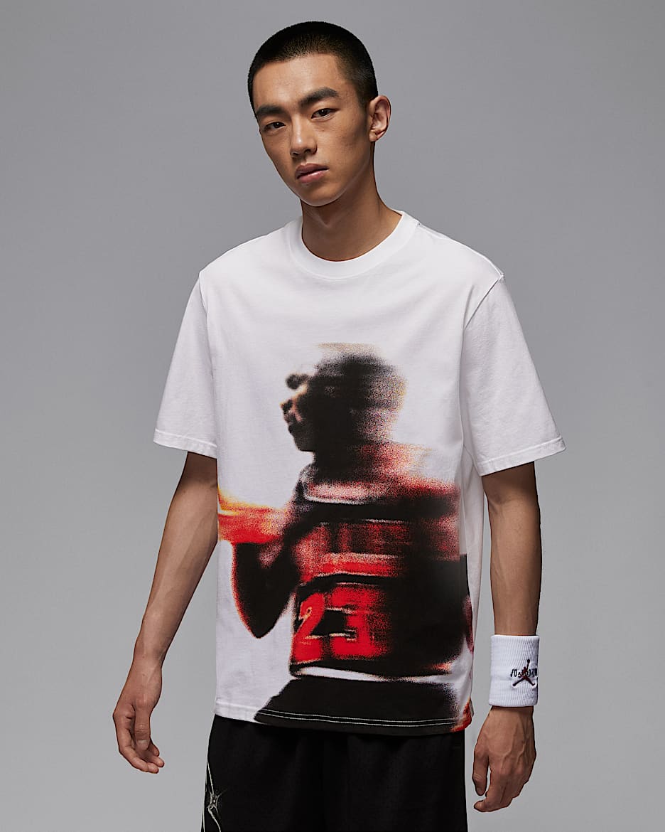 Jordan Sport Dri-FIT 男子速干印花T恤 - 白色/黑