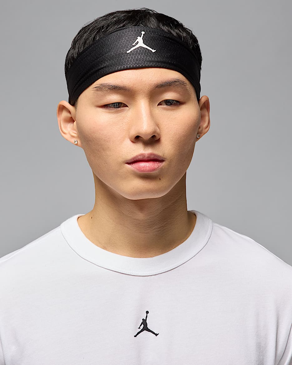 Jordan Performance Sport Dri-FIT 可调节速干头带（1 条） - 黑/白色