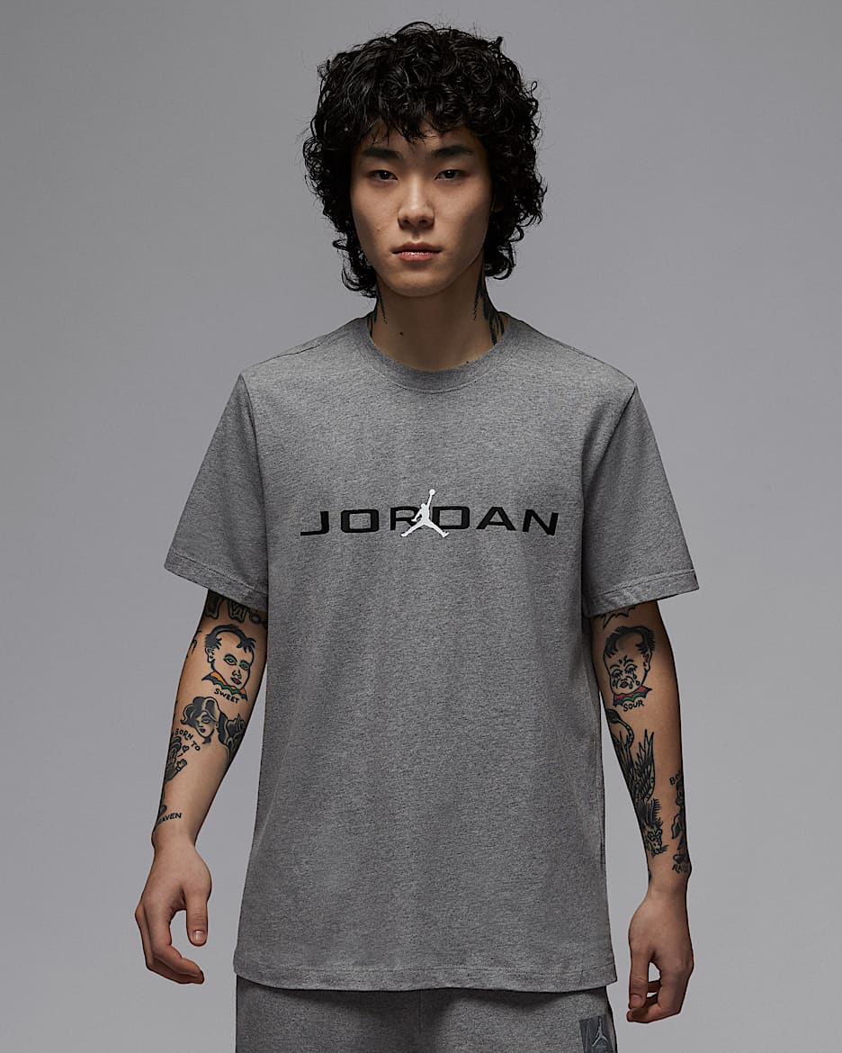 Jordan Air 男子T恤 - 碳素灰/黑/白色