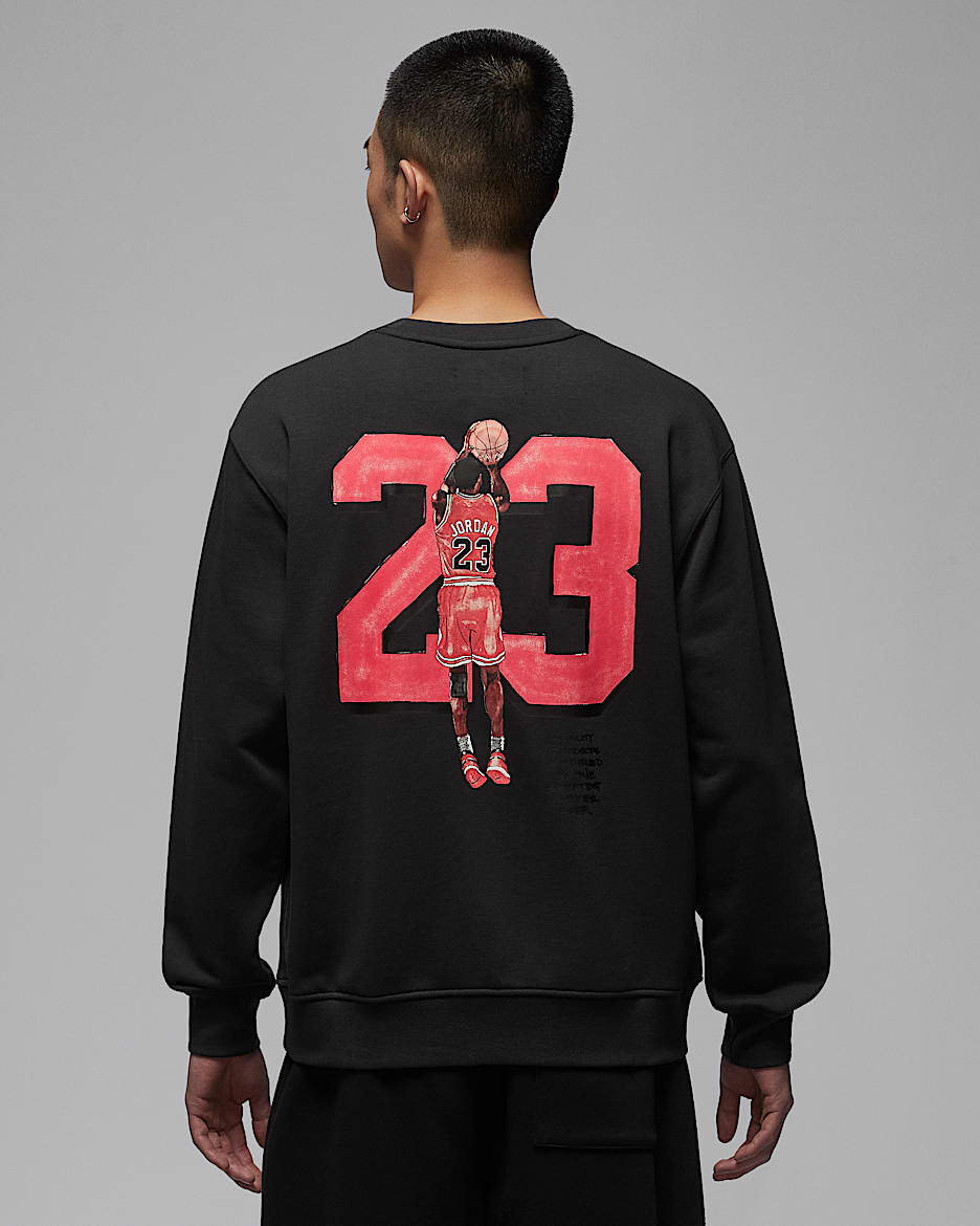 Jordan Fleece 男子图案圆领运动衫 - 灰黑