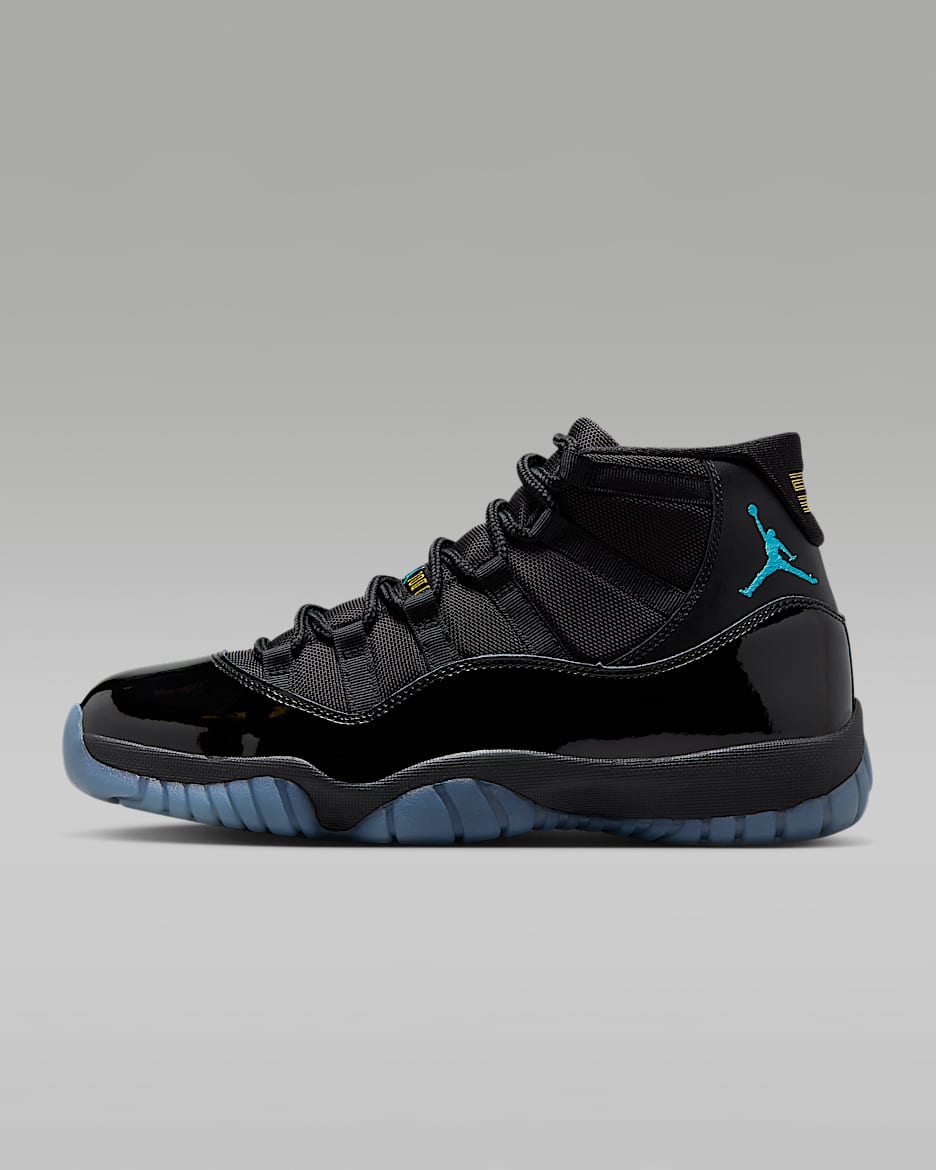 Air Jordan 11 Retro "Gamma" 复刻男子运动鞋 - 黑/黑/校园粟黄/伽马蓝