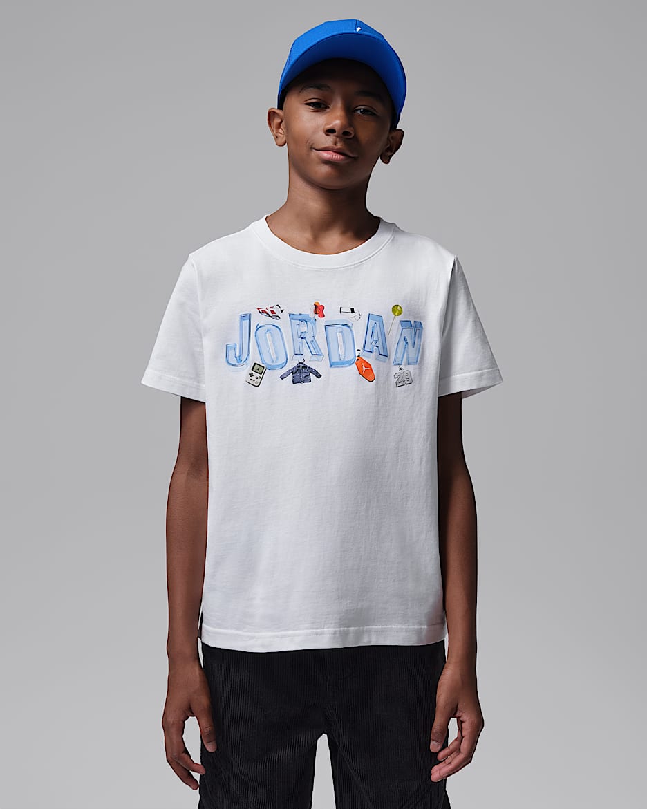 Jordan 大童 90 年代钥匙扣风T恤 - 白色