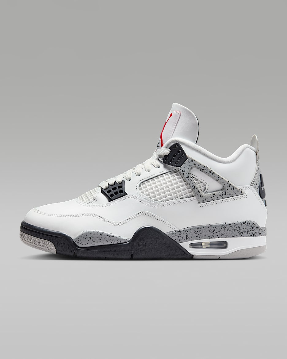 Air Jordan 4 Retro "White Cement" 复刻男子运动鞋 - 山峰白/水泥灰/黑/火焰红