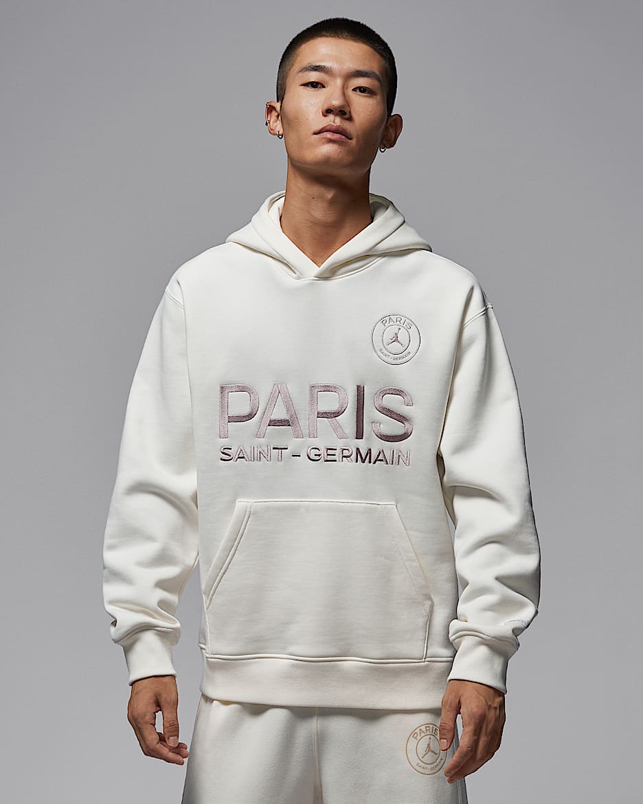 巴黎圣日耳曼足球俱乐部男子加绒连帽衫 - 帆白
