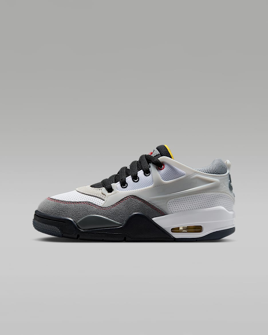 Air Jordan 4 RM Premium 大童运动鞋骑士鞋 - 白色/黑/烟灰/火焰红
