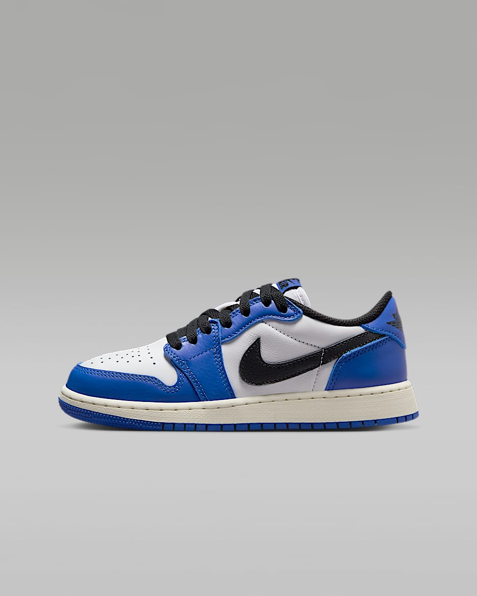 Air Jordan 1 Low "Game Royal" 大童运动鞋 - 白色/游戏宝蓝/帆白/黑