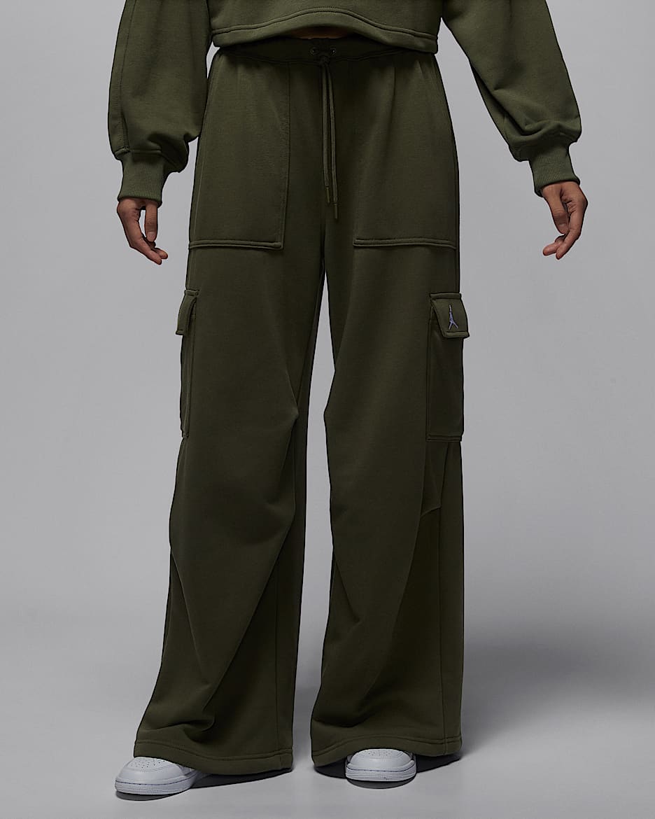 Jordan Brooklyn Fleece 女子工装长裤 - 军裤卡其/白色