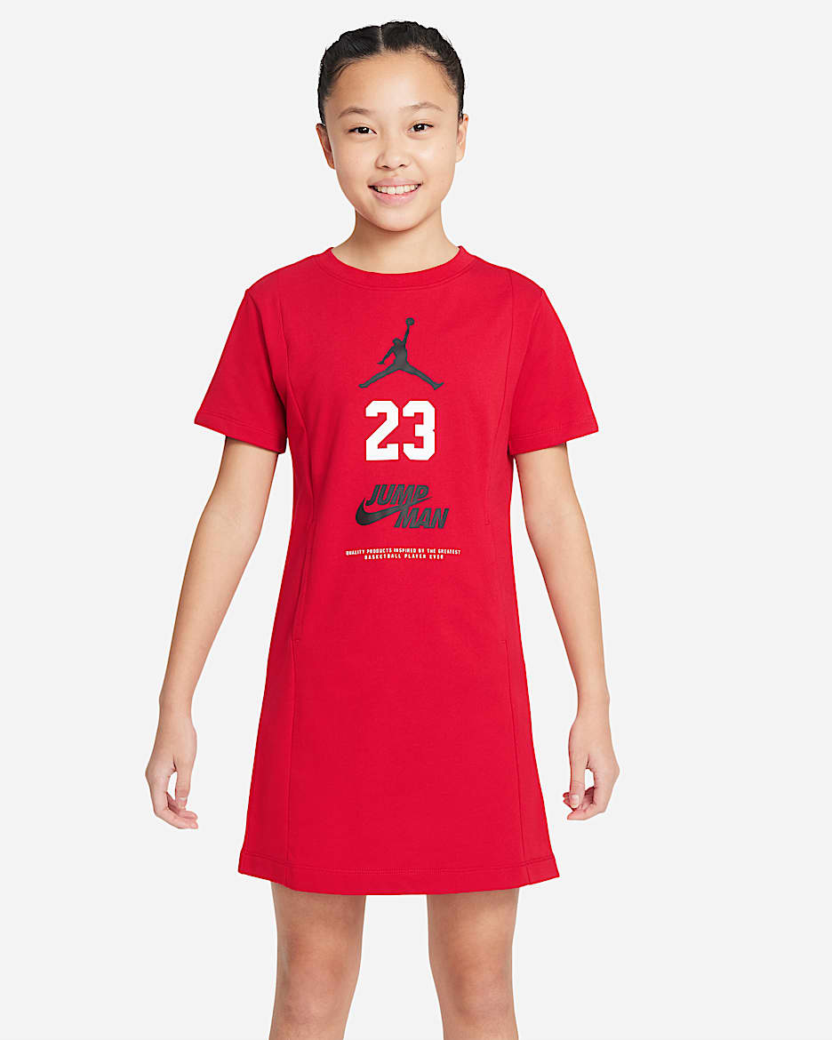 Jordan Jumpman 大童（女孩）T恤式连衣裙 - 健身红