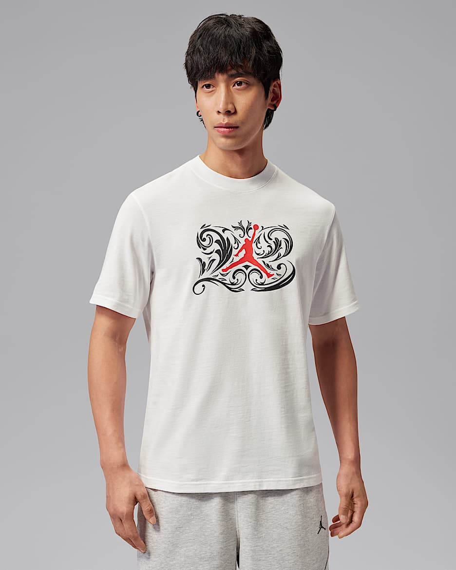 Jordan Sport Dri-FIT 男子速干短袖印花T恤 - 白色/大学红