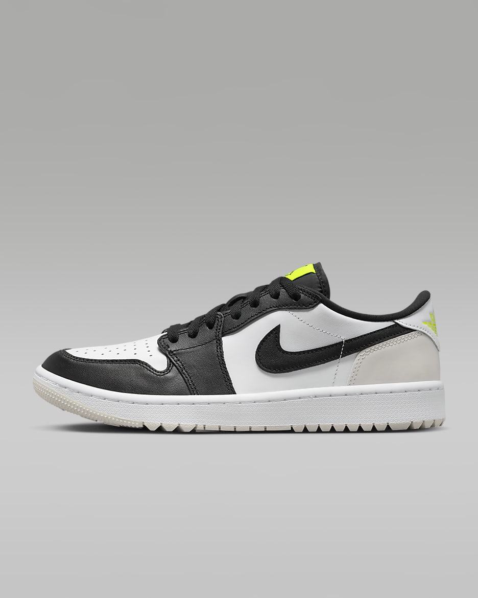 Air Jordan 1 Low G 男子高尔夫球鞋缓震抓地 - 白色/幻影灰白/荧光黄/黑