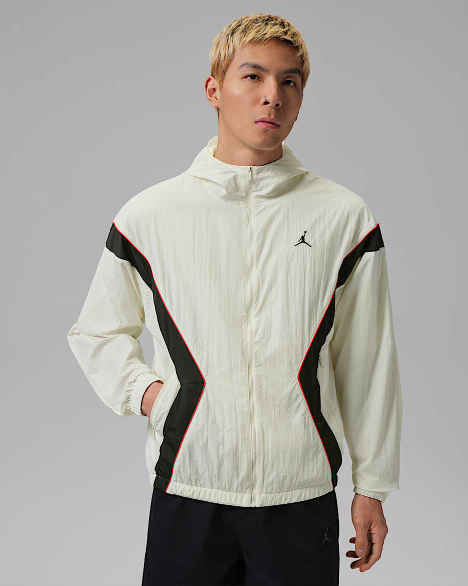 Jordan 男子轻便型夹克防晒衣皮肤衣 - 帆白/黑/黑