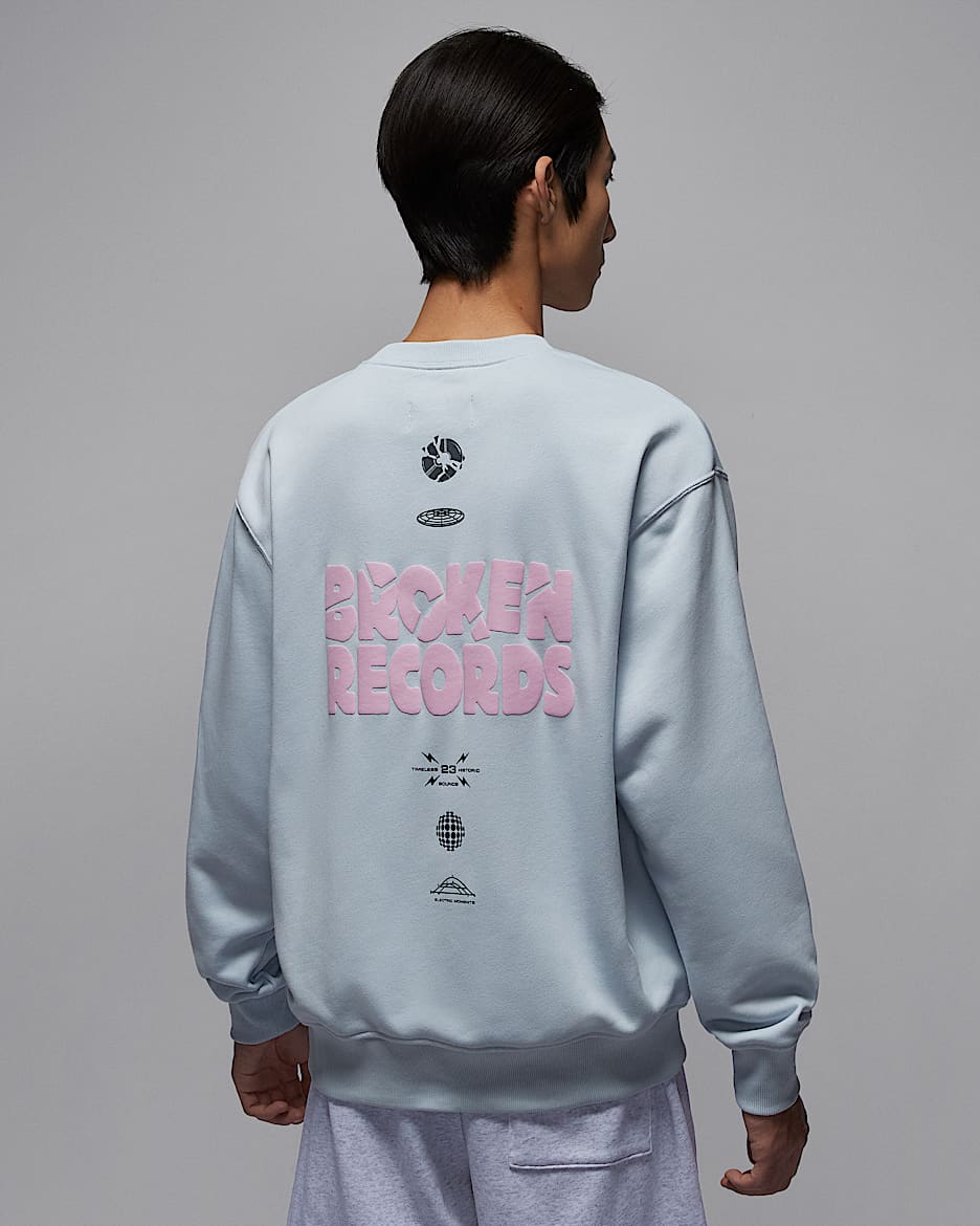 Jordan Brooklyn Fleece 男子圆领运动衫 - 浅蓝灰/胭脂红