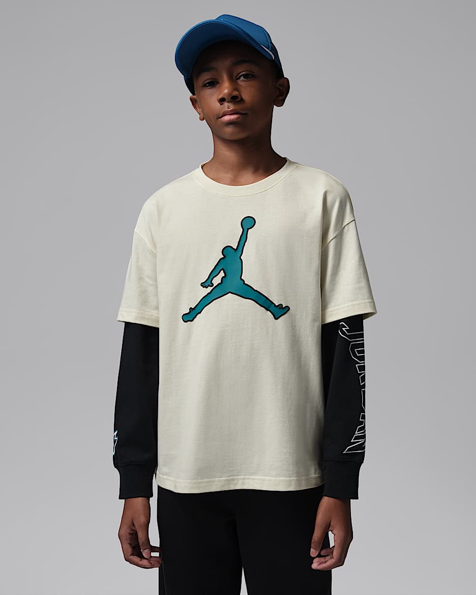 Air Jordan 6 '91 Playoff Tix 大童长袖T恤 - 帆白